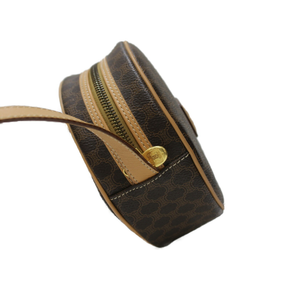 CELINE Macadam Shoulder Bag Brown Leather Compact Pochette - Picture 3 of 7